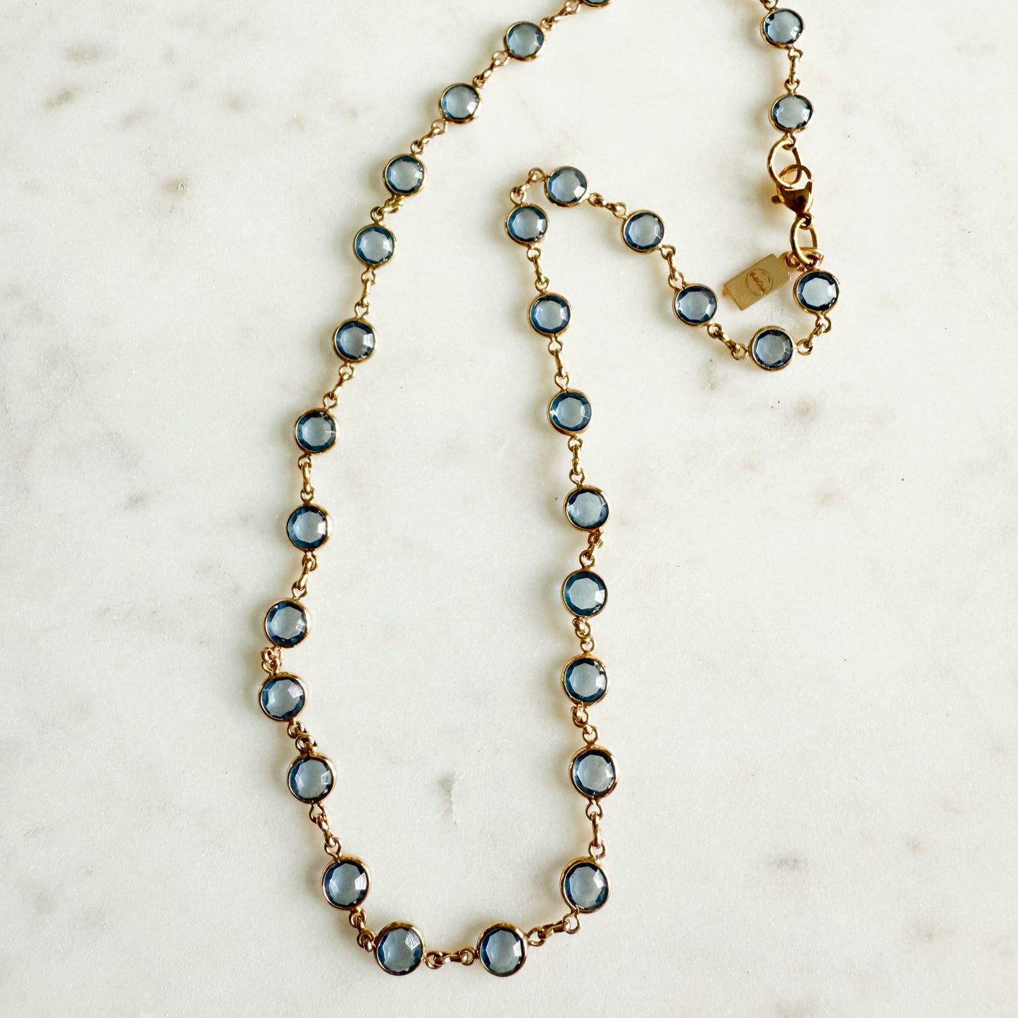 Sierra Archive Vintage Royal Blue Swarovski 14KT Gold Chain Necklace