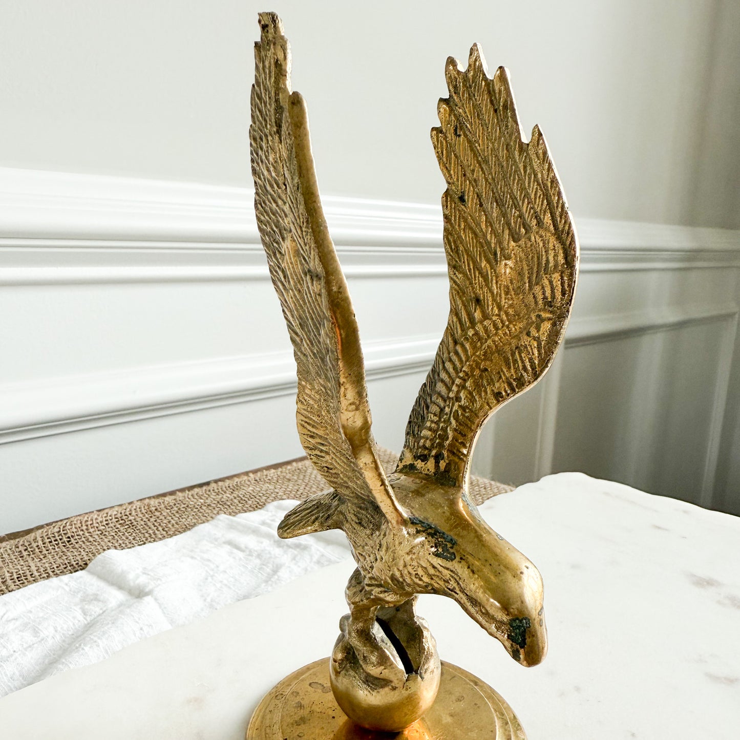 BelleStyle Vintage Brass Flying Eagle Statue