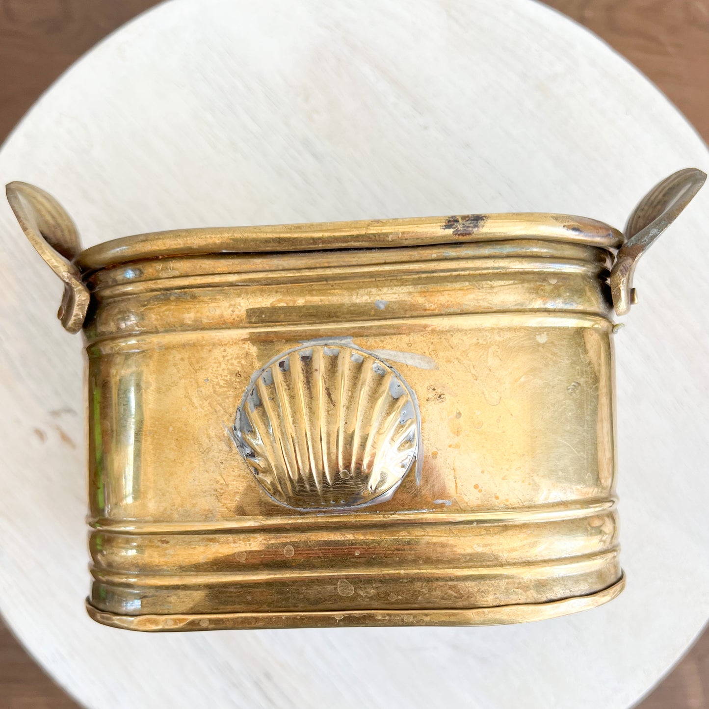 Shell Vintage Brass Shell Double Handle Jewelry Container