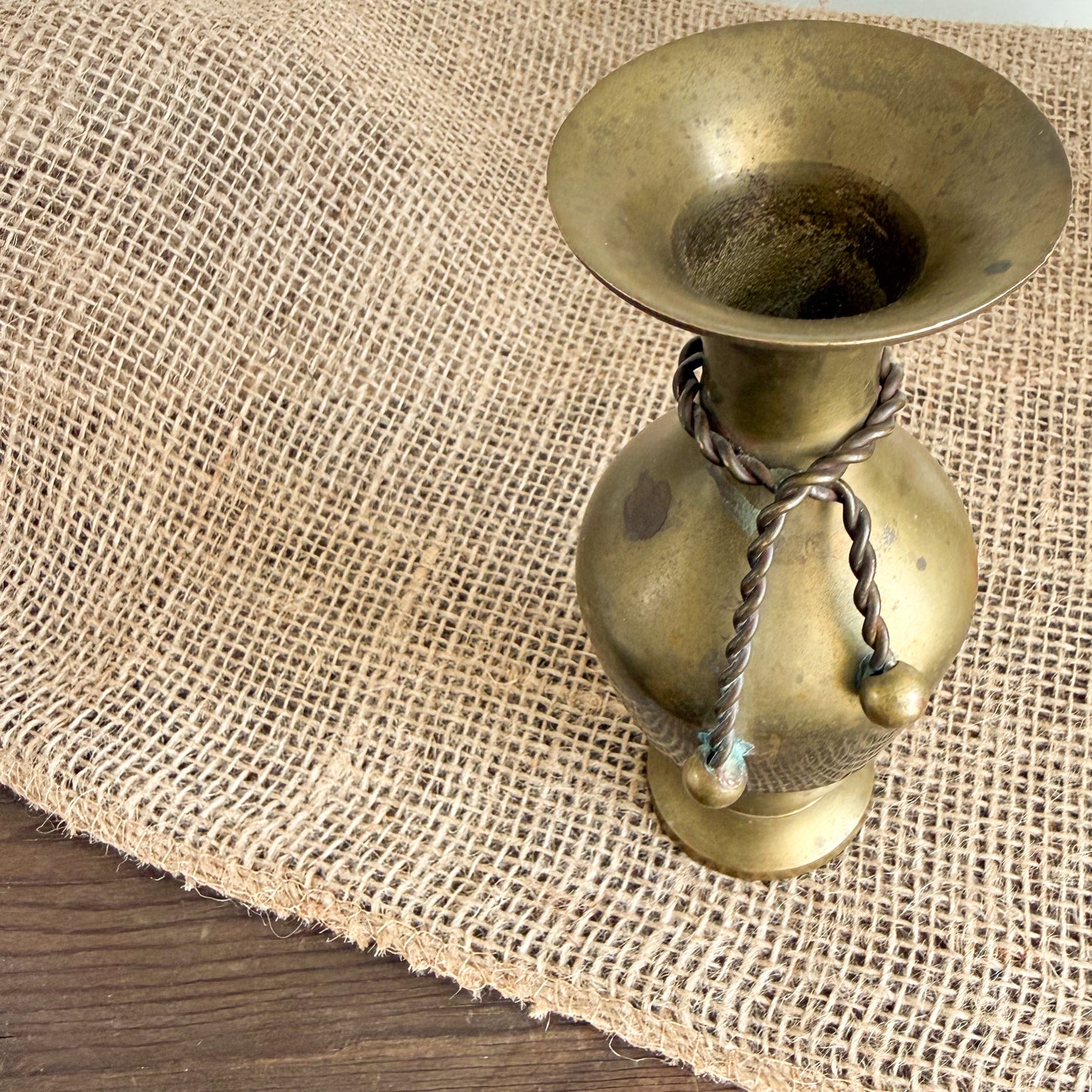 Lago Vintage Brass Rope Vase