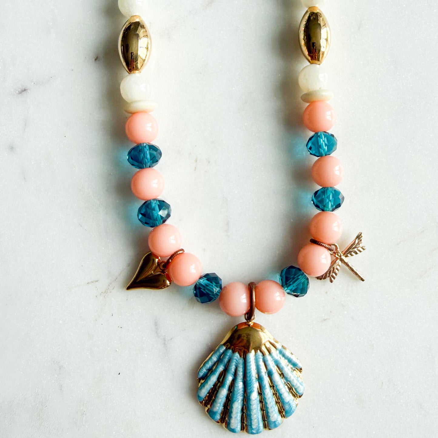 Stevie Blue Shell Chalcedony Semi-Precious Stone Necklace