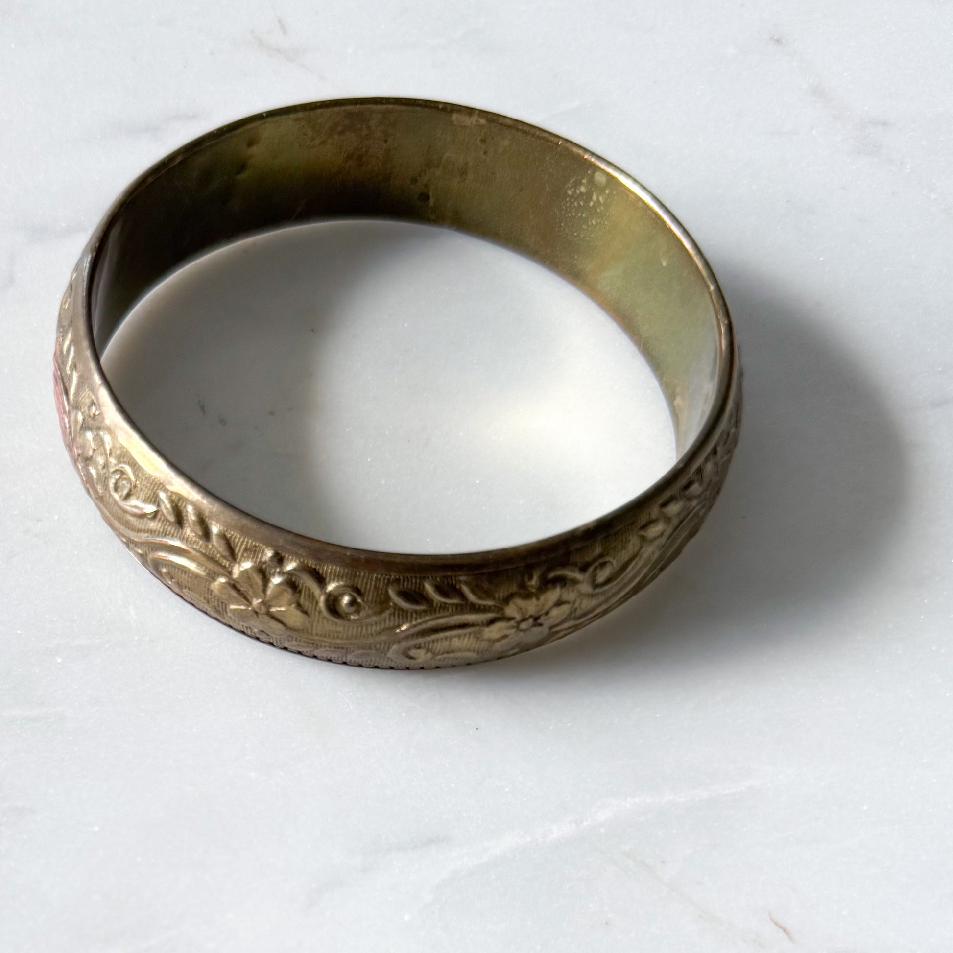 Laurel Vintage Brass Bangle Bracelet