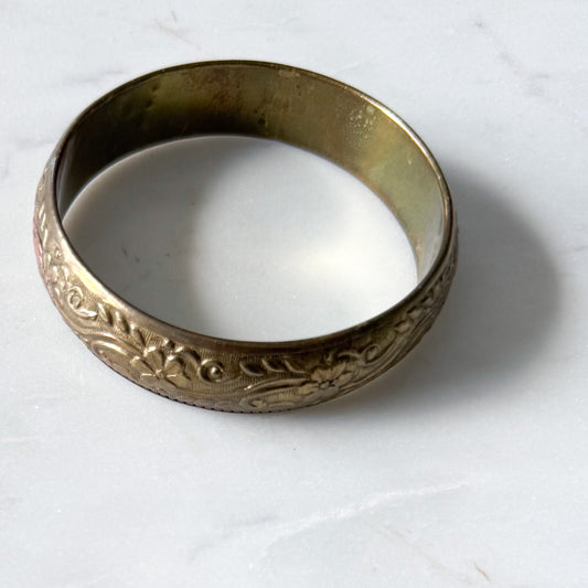 Laurel Vintage Brass Bangle Bracelet