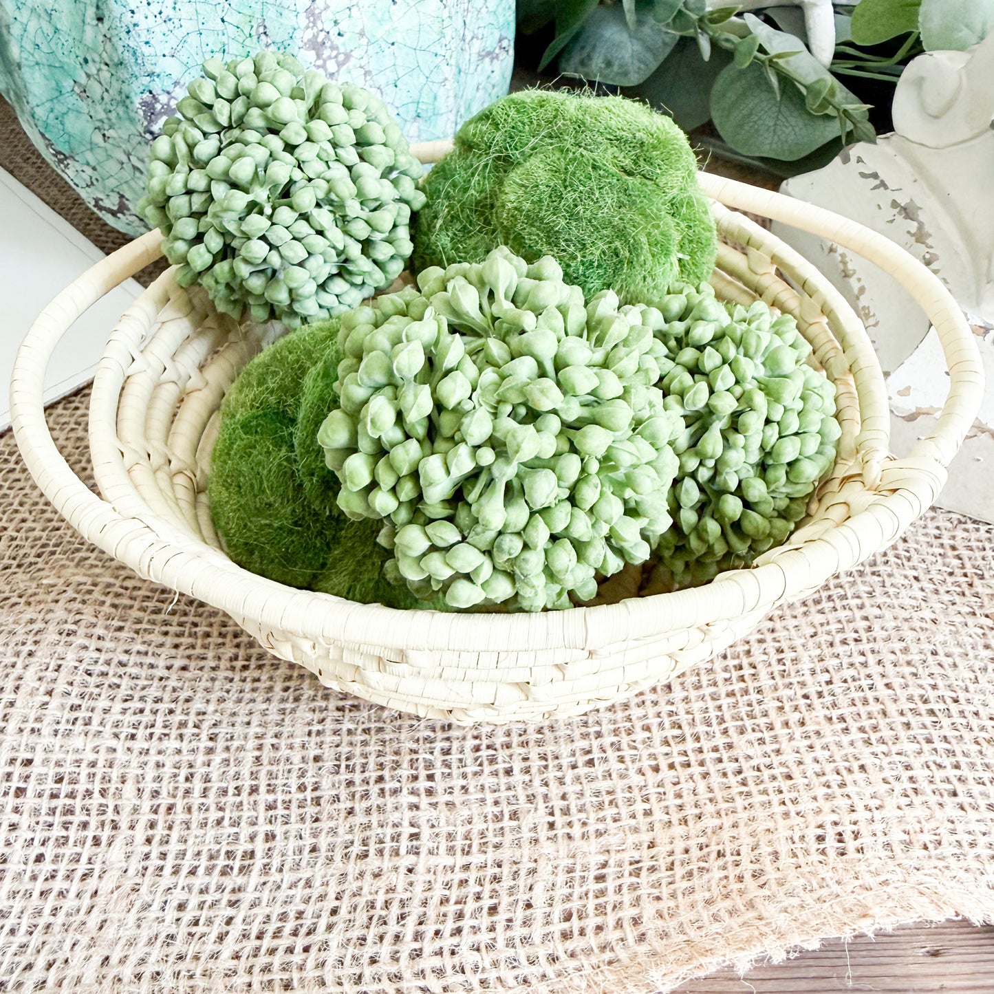 Rosemary Vintage Hand Woven Palm Handle Basket