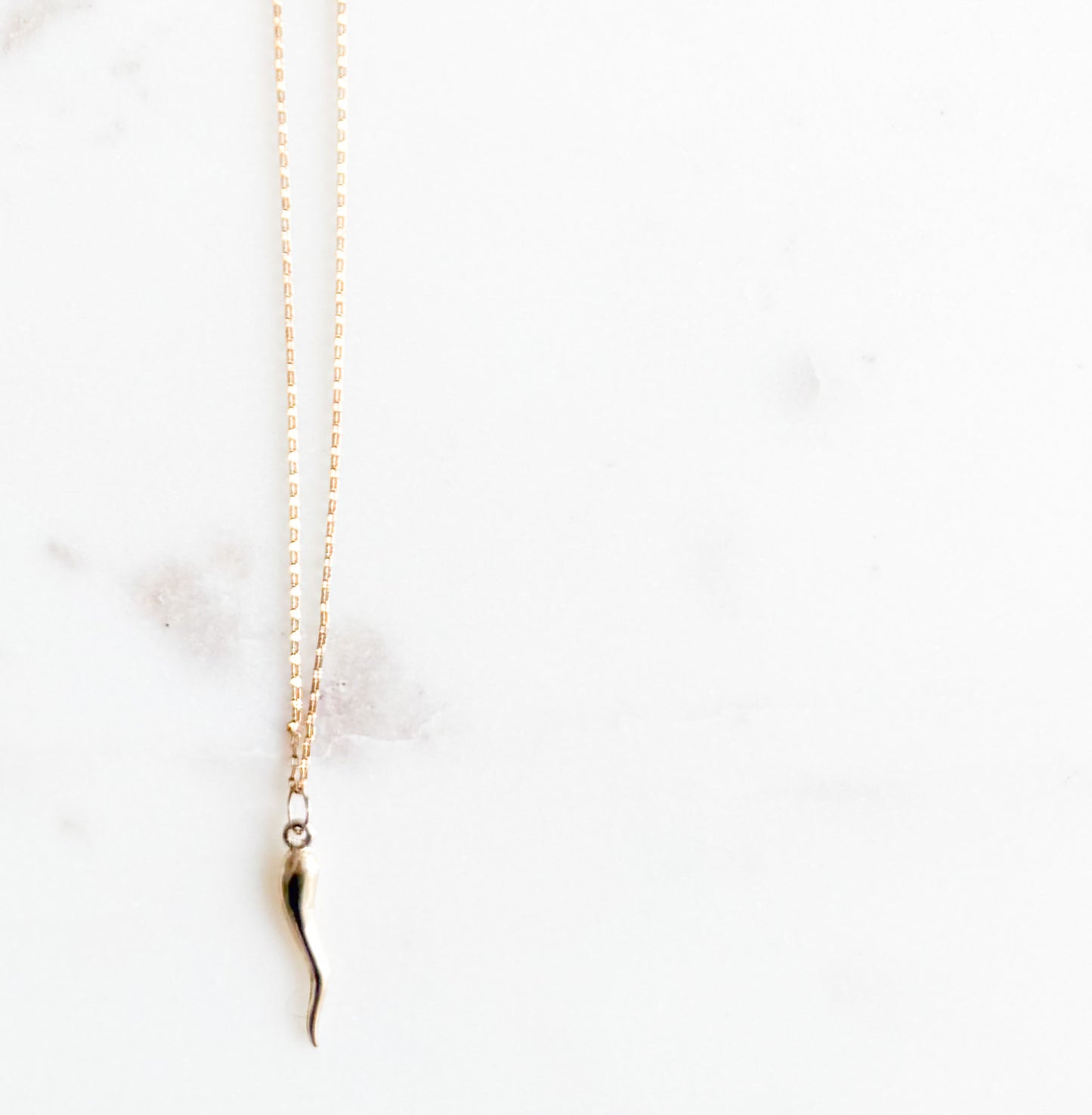 Sarno Gold 14KT Italian Horn Charm Rolo 20” Necklace