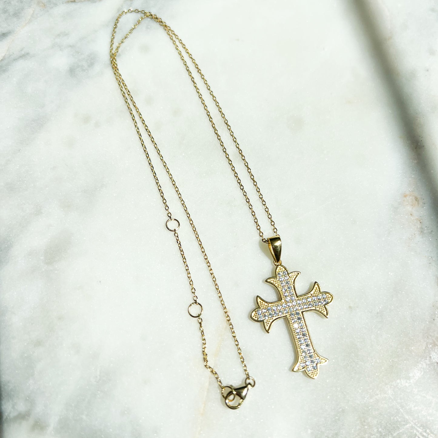 Celtic Pave Cubic Zirconia Cross Necklace