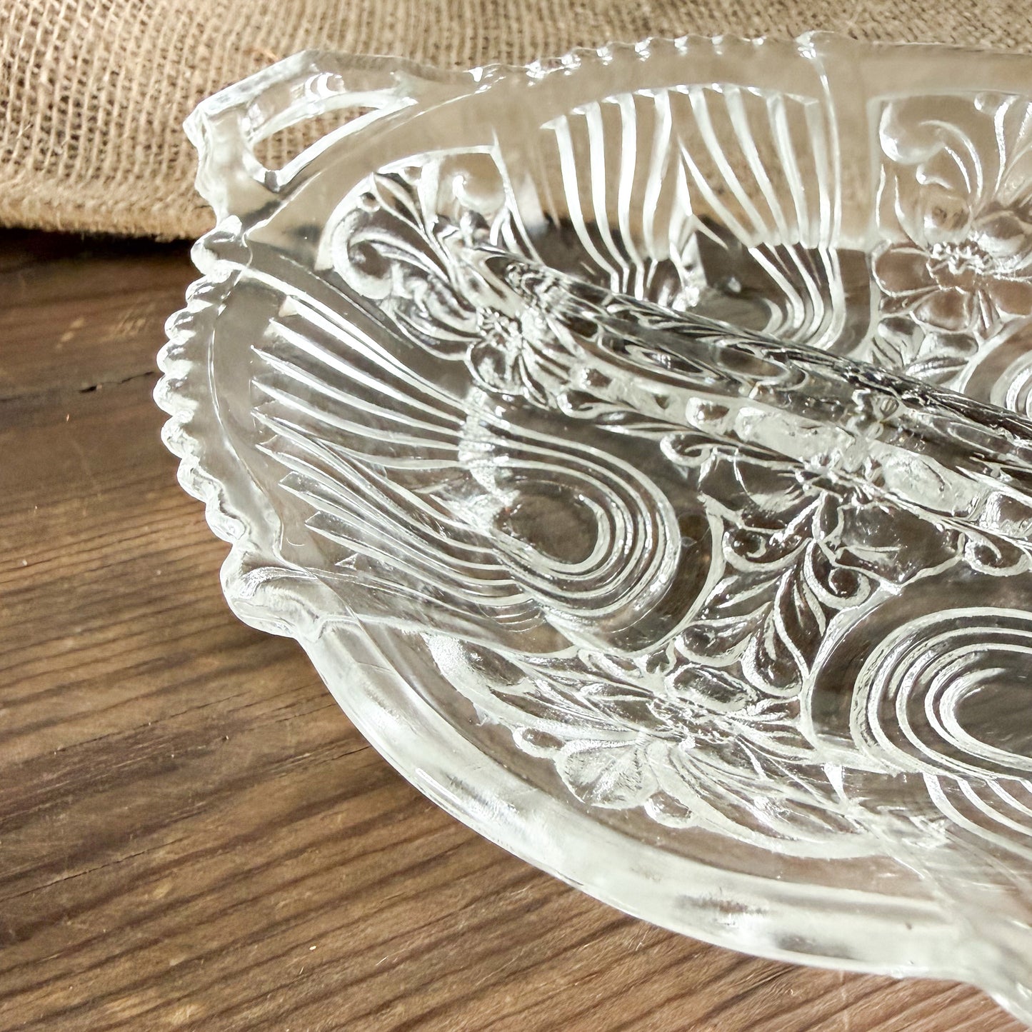 Fleur De Lis Vintage Glass Bowl