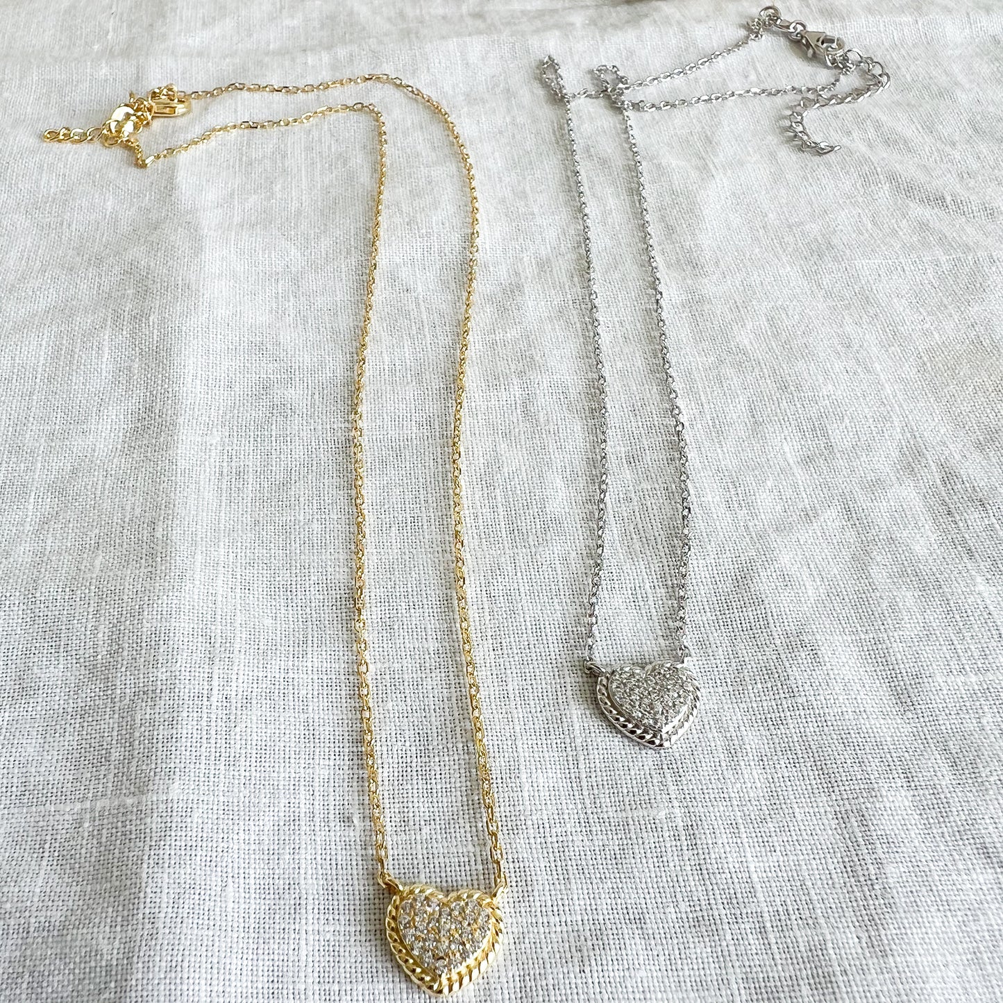 Cable Heart Pave Crystal 925 Necklace