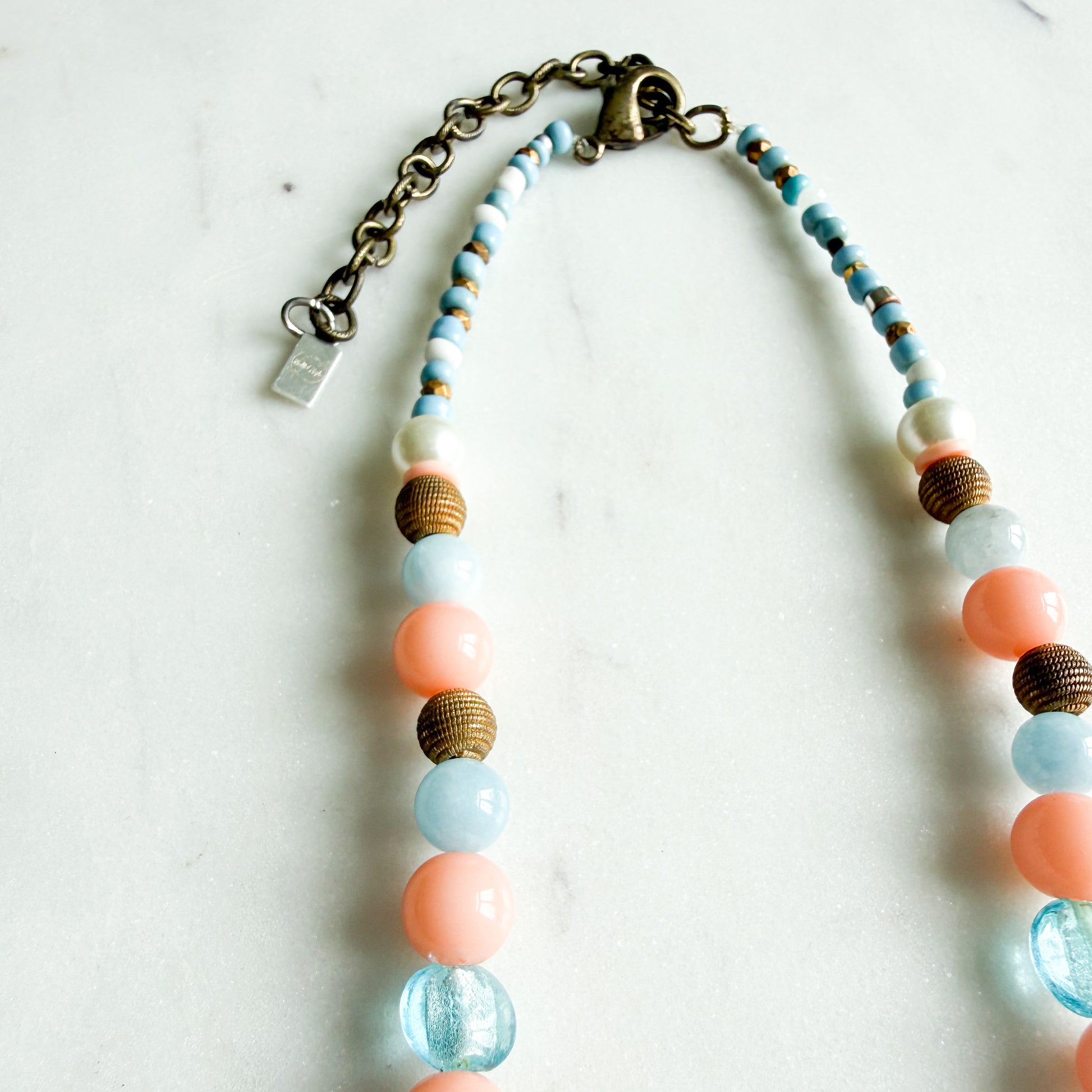 Stevie Blue Shell Chalcedony Semi-Precious Stone Necklace