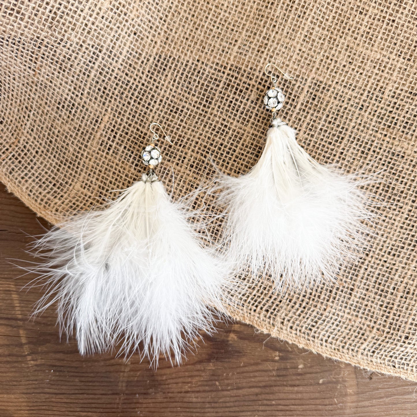 Eden Vintage Crystal Black Maribu Feather Earrings - BelleStyle