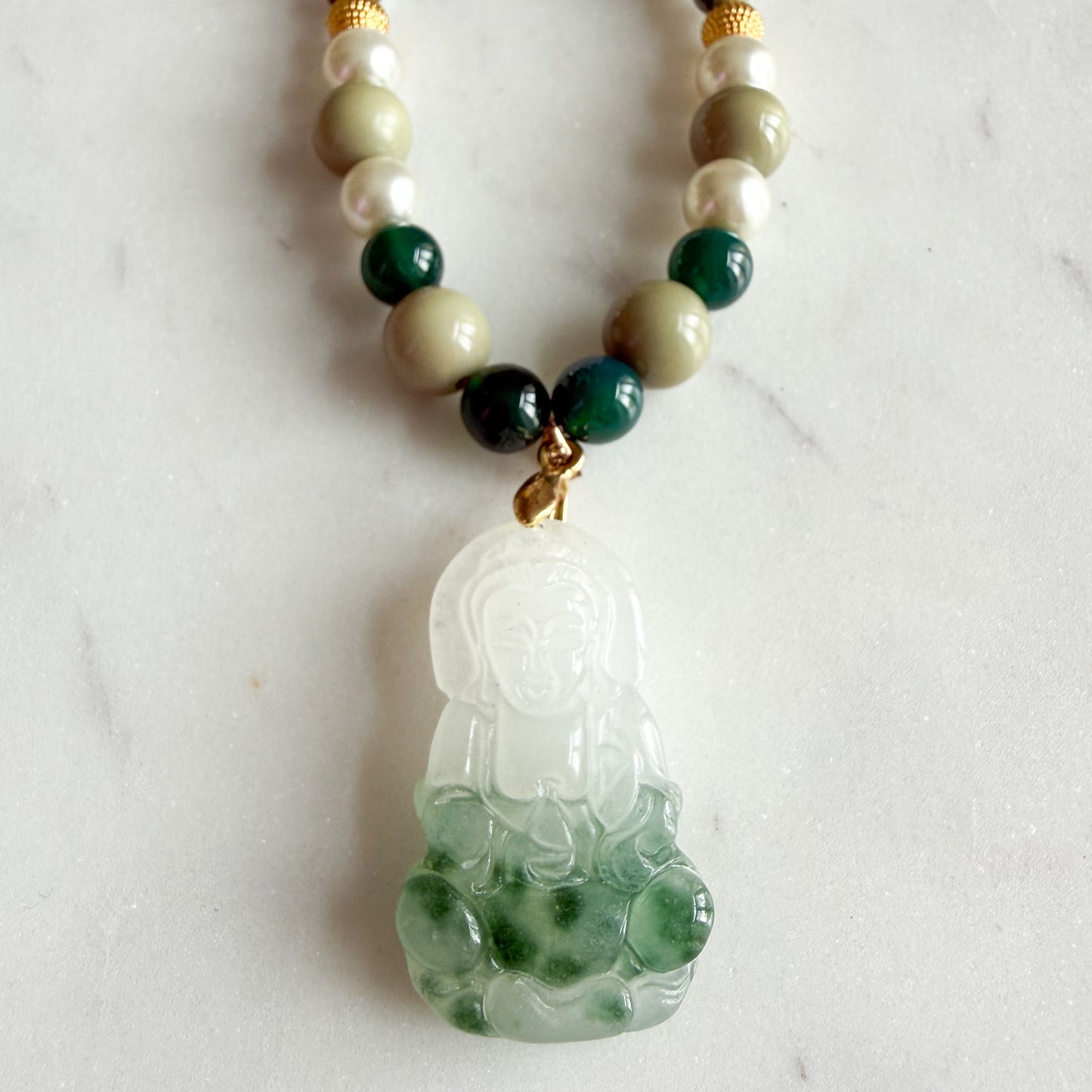 Guardian Semi-Precious Vintage Jade Buddha Pendent Necklace - BelleStyle