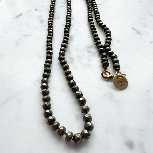 Olive Pyrite Semi-Precious Stone Necklace - Bellestyle