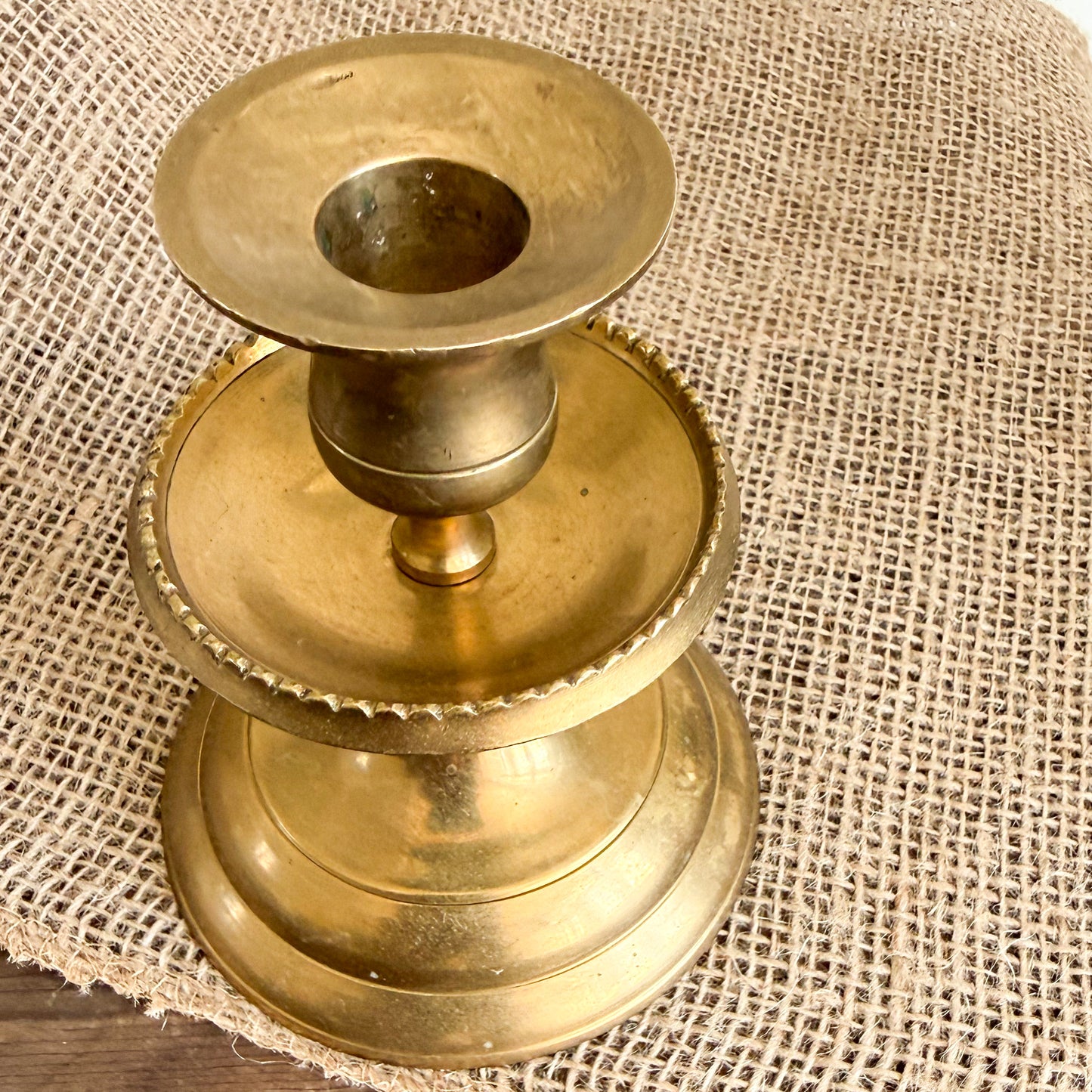 Loretta Scalloped Vintage Brass CandleHolder with Candlestick