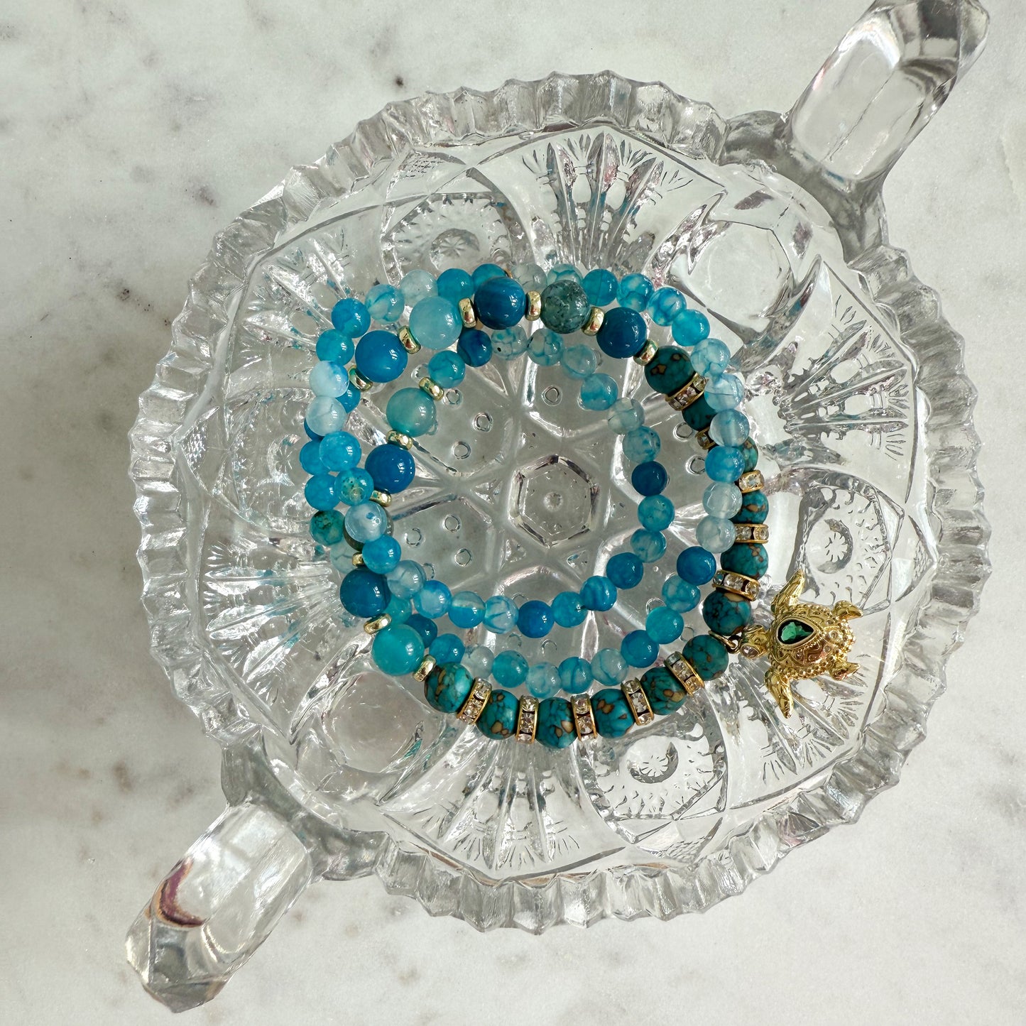 Wales Vintage Crystal Double Handle Jewelry Bowl