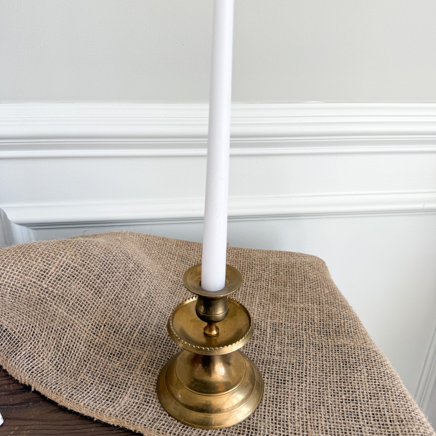 Loretta Scalloped Vintage Brass CandleHolder with Candlestick