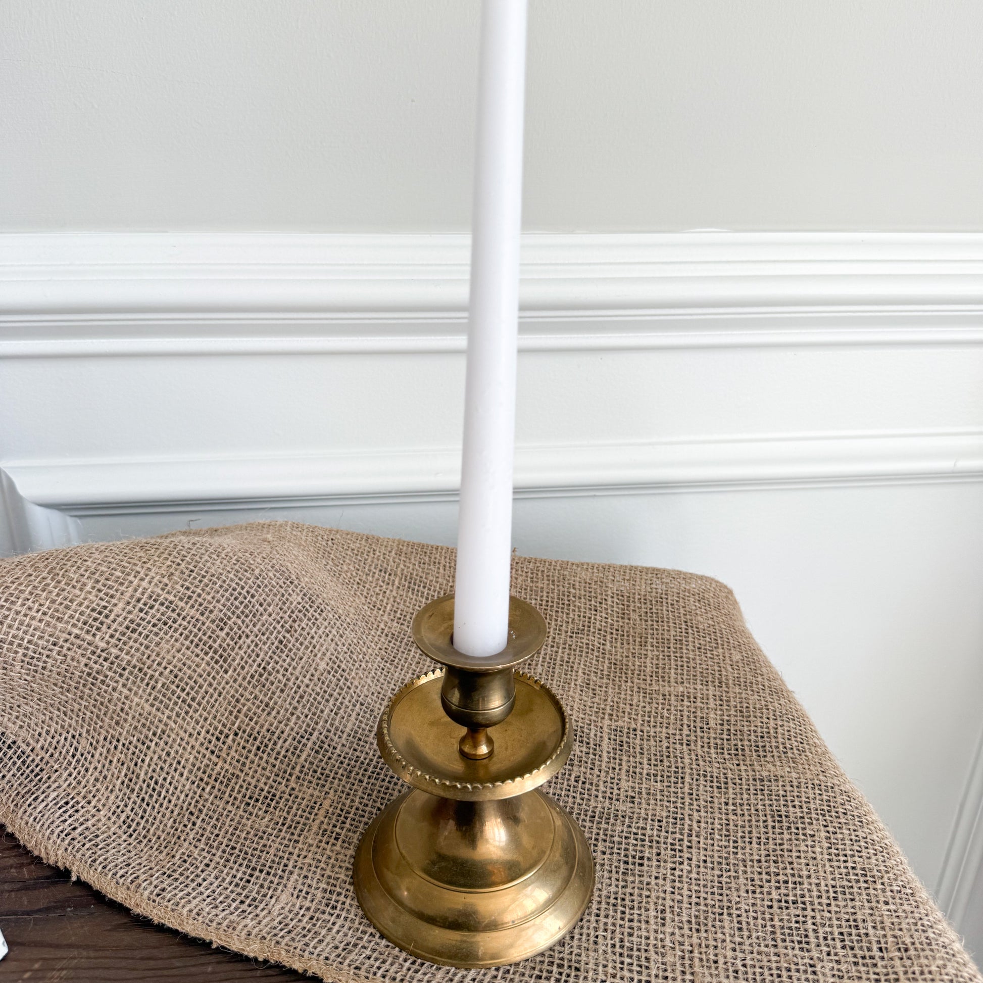 Loretta Scalloped Vintage Brass CandleHolder with Candlestick