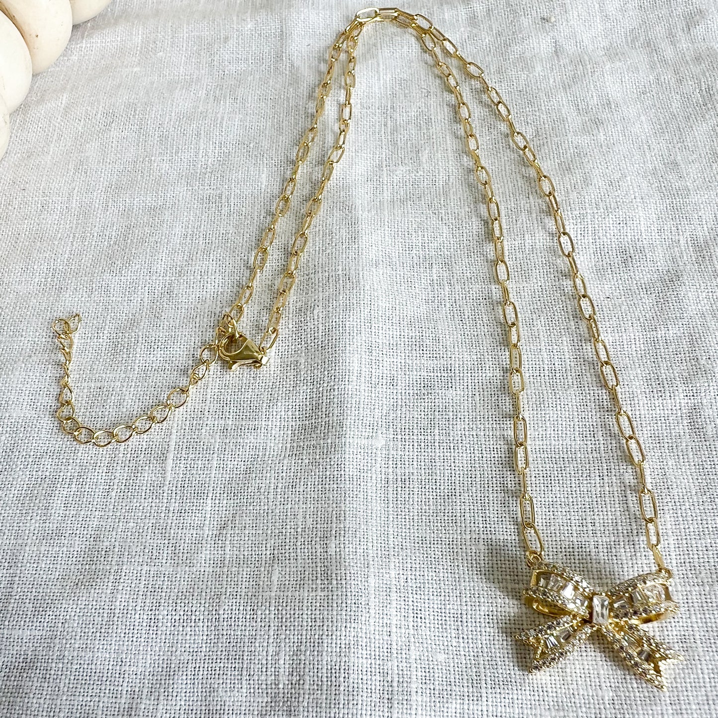 Belle Bow Baguette Crystal 925 Necklace