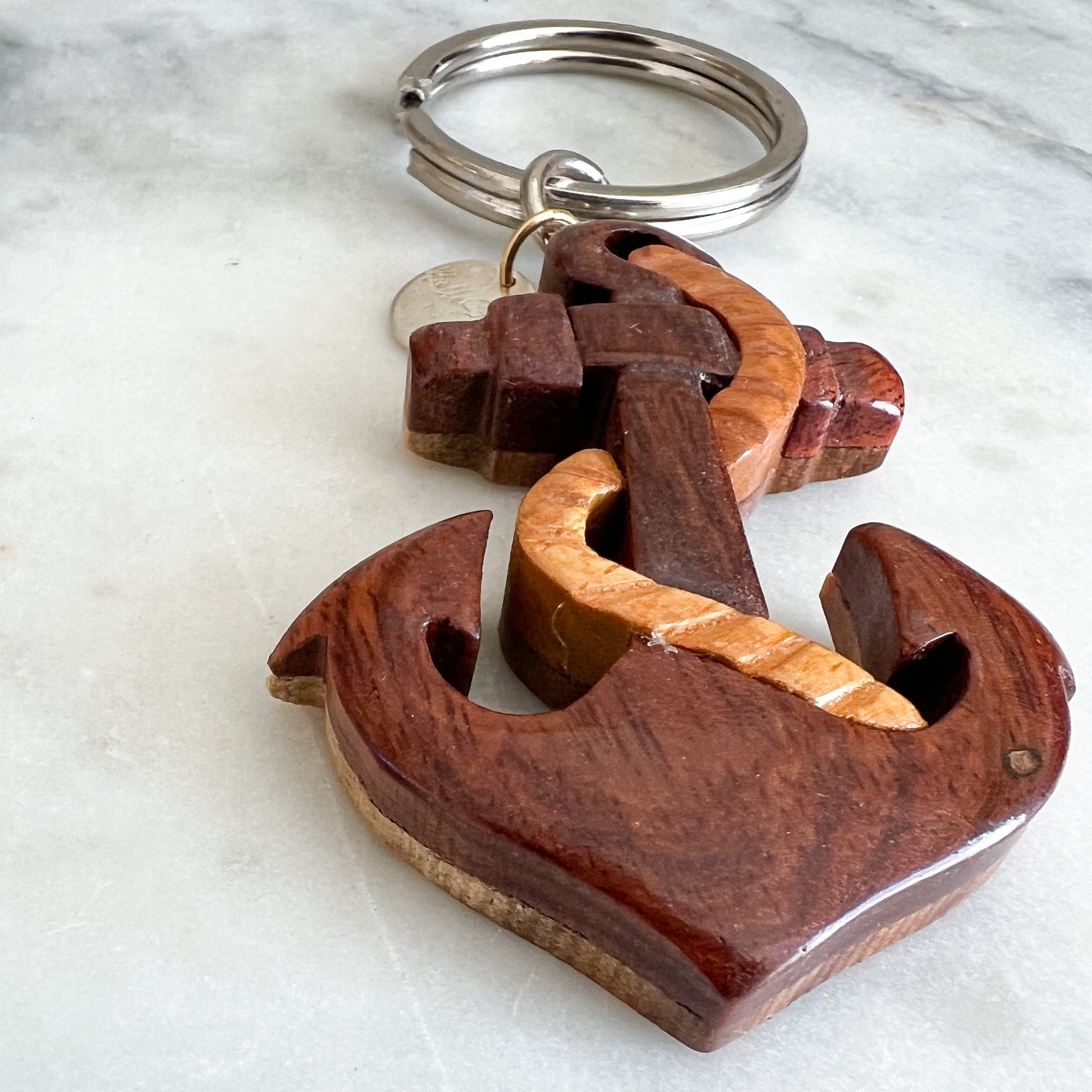 Bali Anchor Wood Keychain - BelleStyle