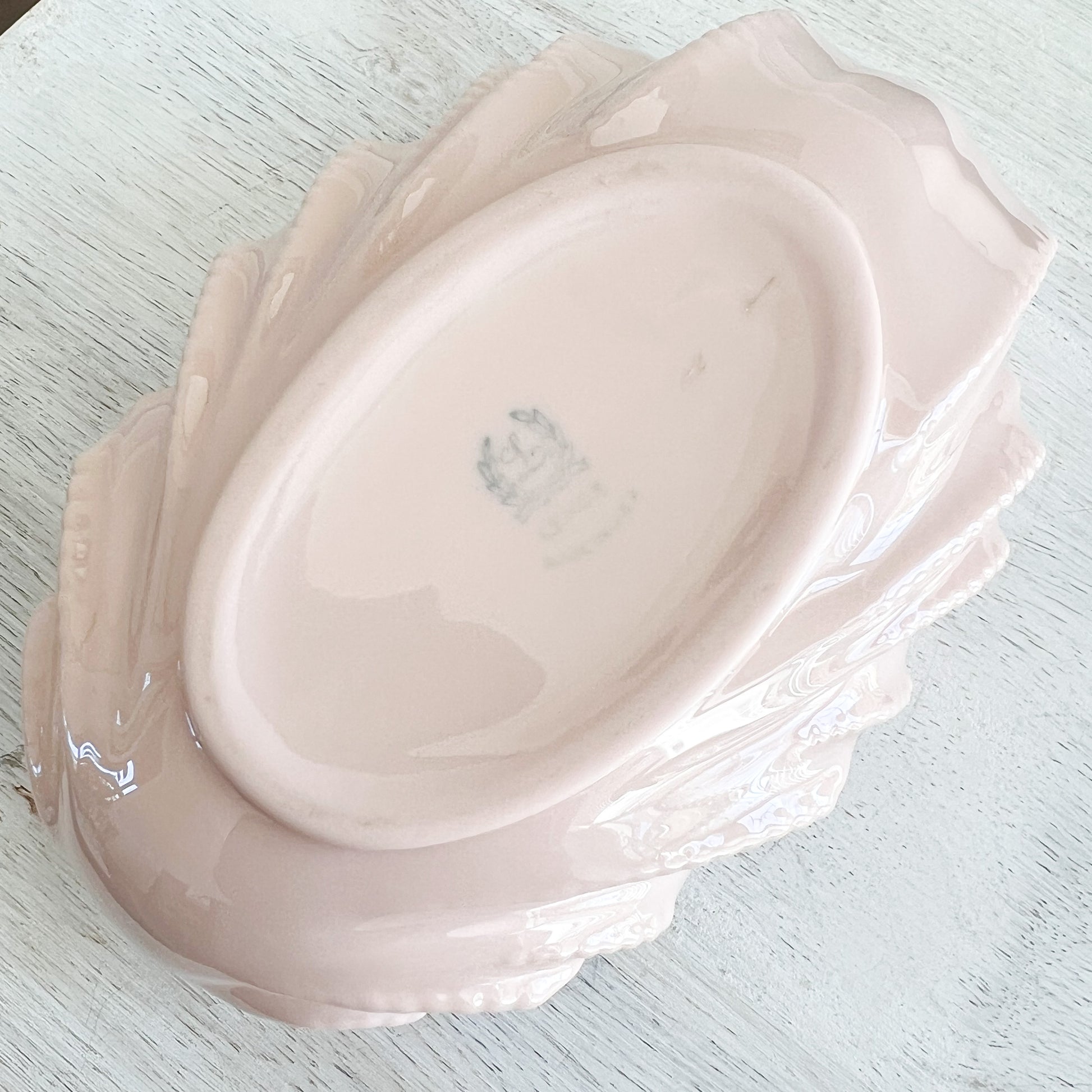 Betty Pastel Pink Acanthus Leaf Vintage Lenox Jewelry Bowl