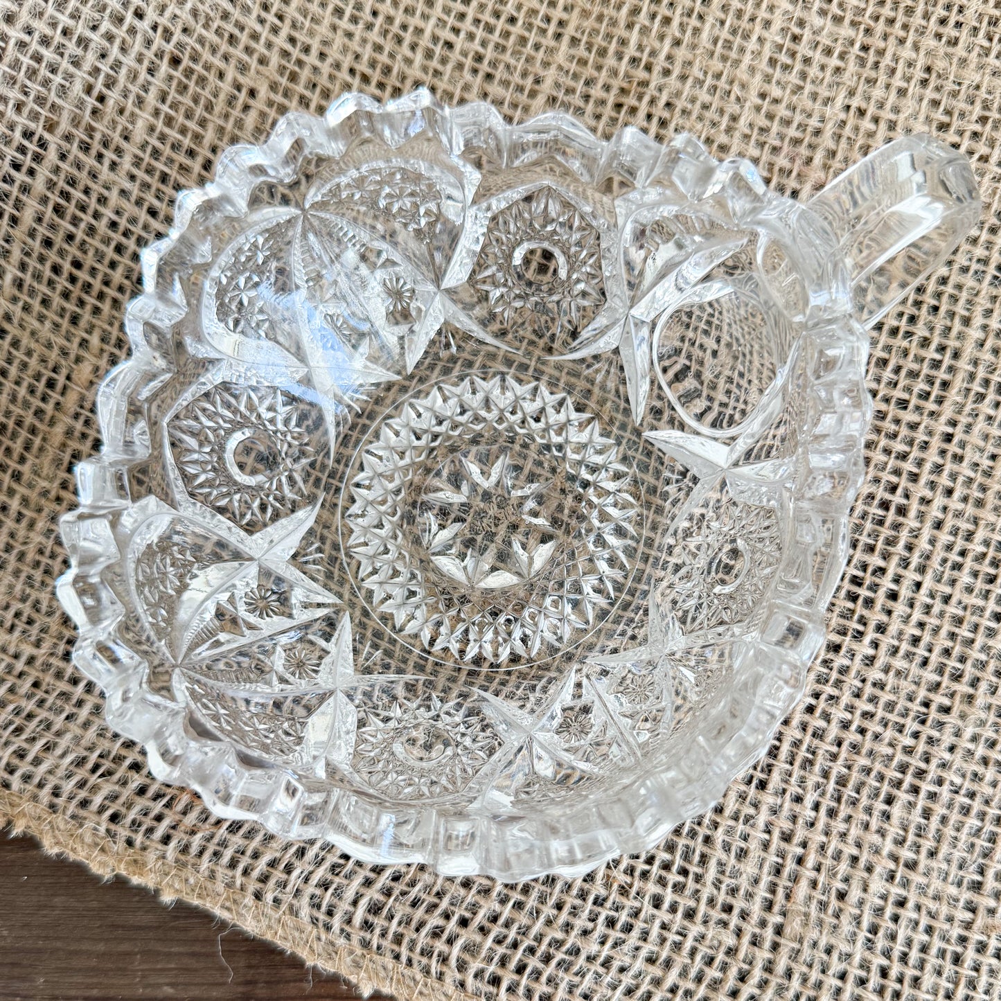 Heart Vintage Crystal Glass Jewelry Bowl With Handle