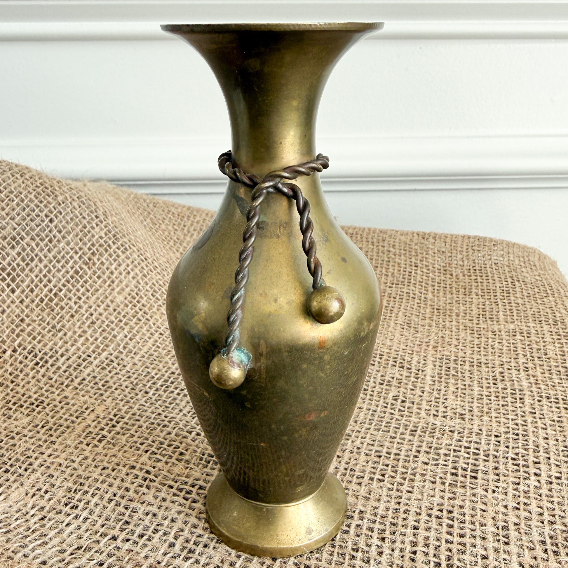 Lago Vintage Brass Rope Vase