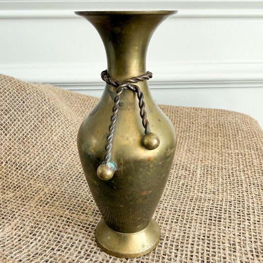 Lago Vintage Brass Rope Vase