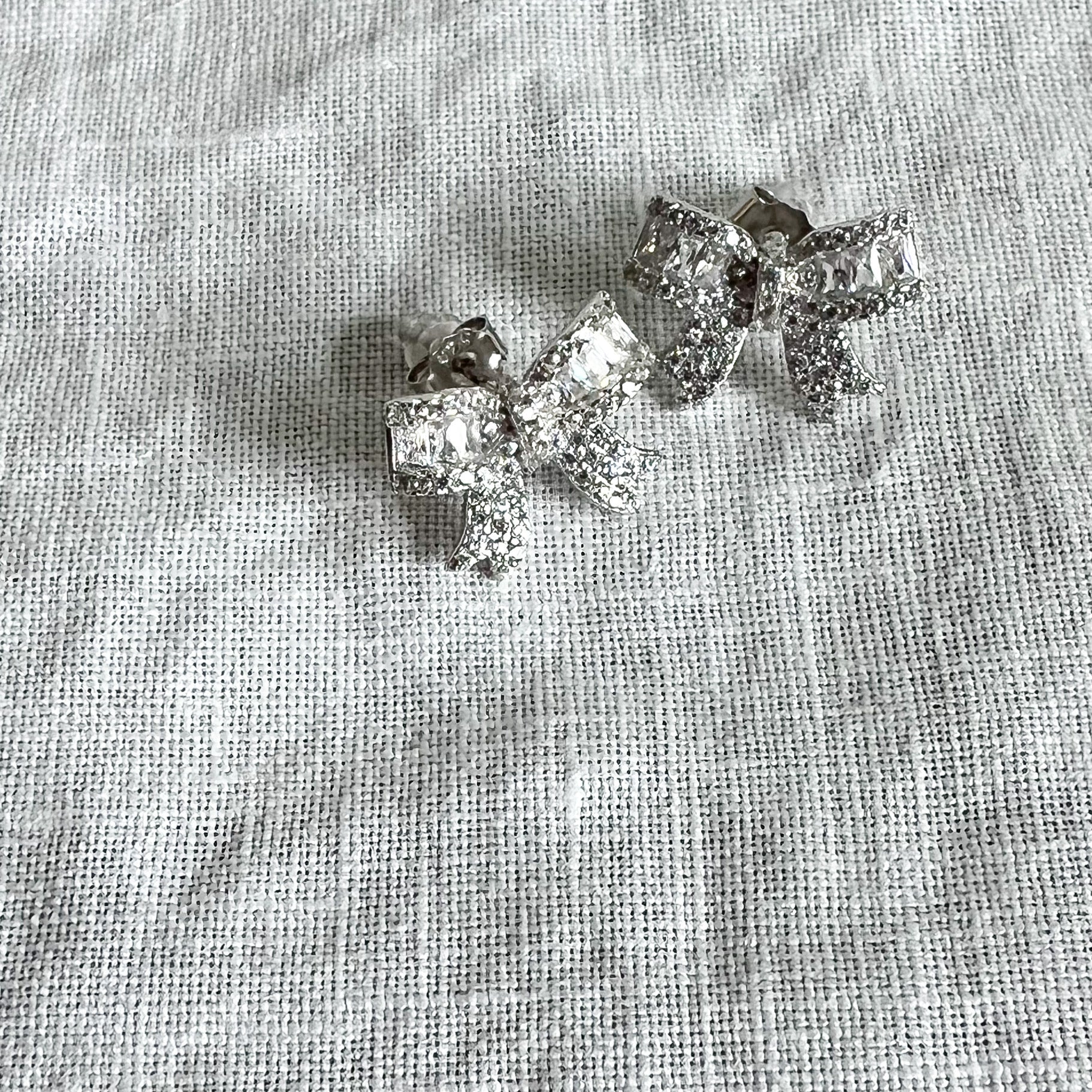 Belle Bow Baguette Crystal Stud Earrings