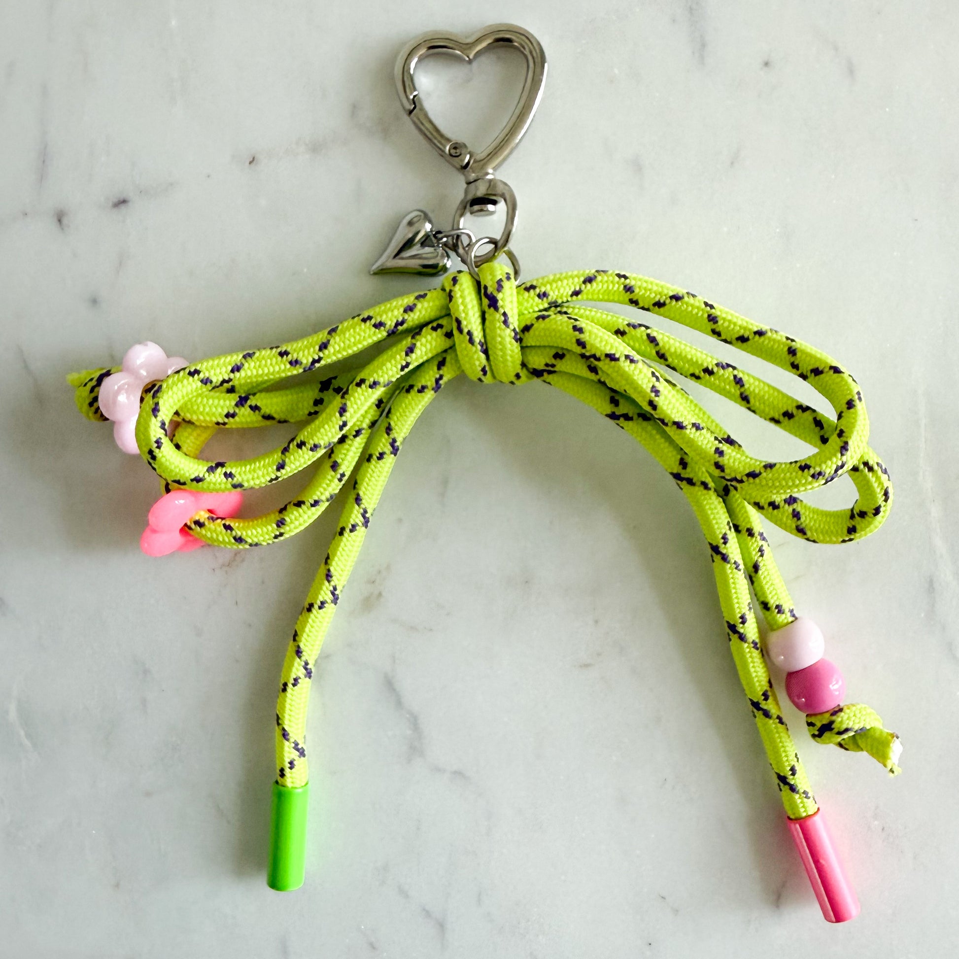 Cherry Hills Bow Rope Heart Keychain with Charms - BelleStyle