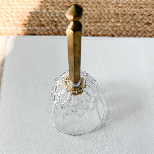 Oliver Vintage Crystal Bell with Patina Brass Handle - BelleStyle