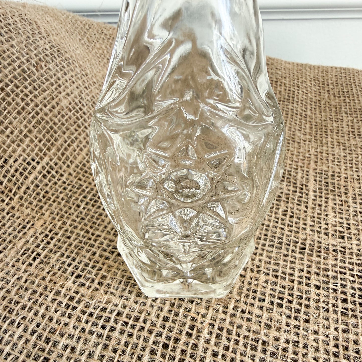 Star Anchor Hocking Vintage Oil Vinegar Glass Crystal Dispenser with Lid