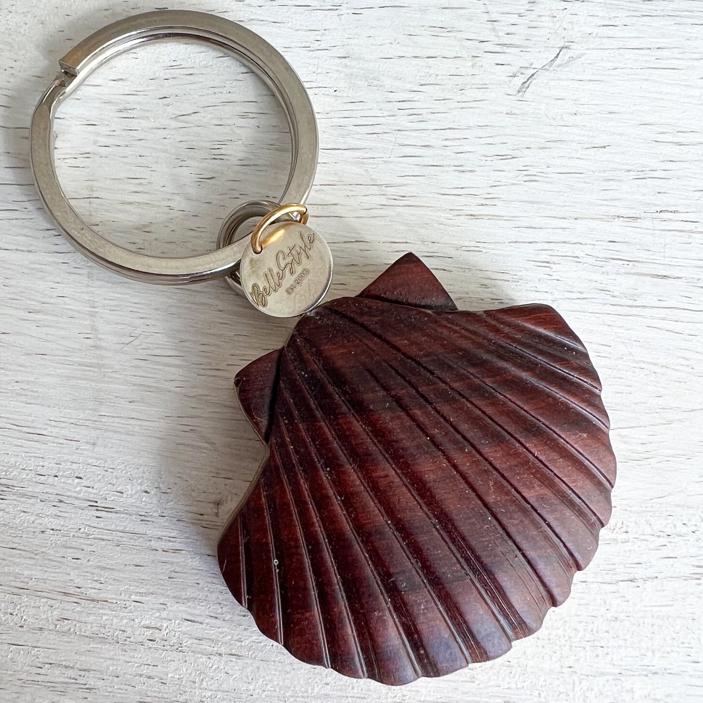 Bali Shell Wood Keychain
