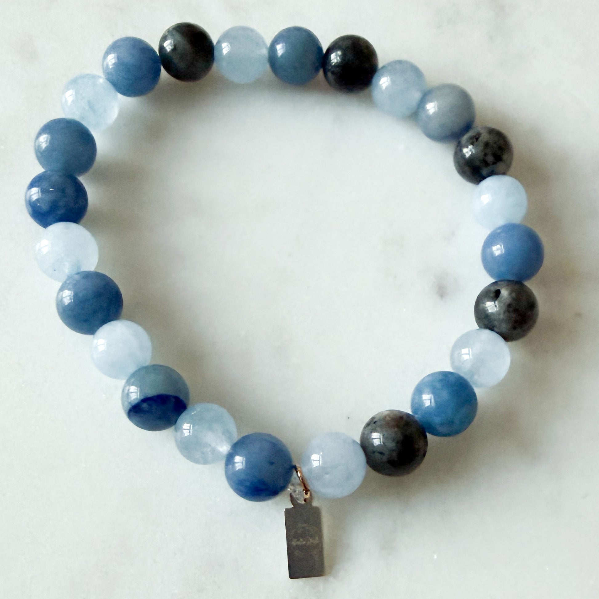 Montana Men’s Unisex Dalmatian Jasper Chalcedony Beaded Bracelet