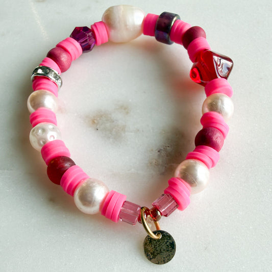 Strawberry Girl’s Freshwater Pearl Semi-Precious Stone Bracelet - BelleStyle