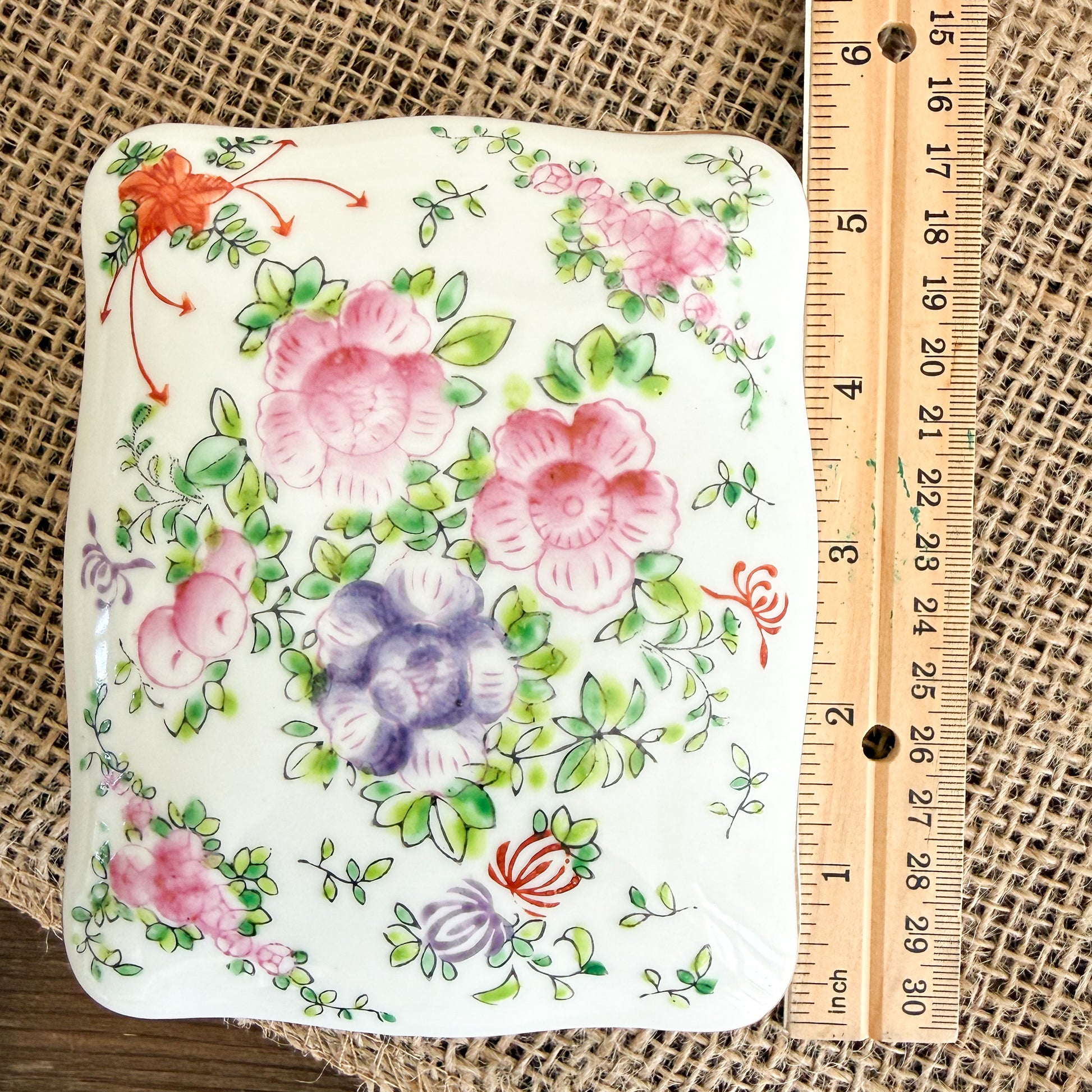 Nora Vintage Ceramic Hand Painted Floral Jewelry box with Lid