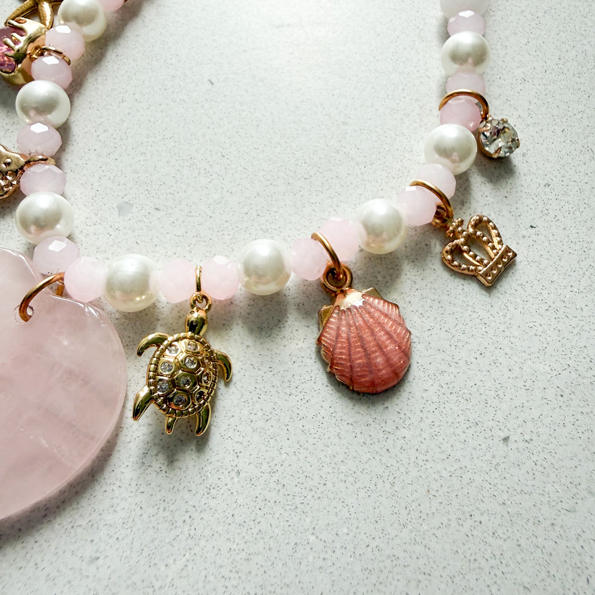 Etta Rose Quartz Heart Charm Semi-Precious Stone Necklace