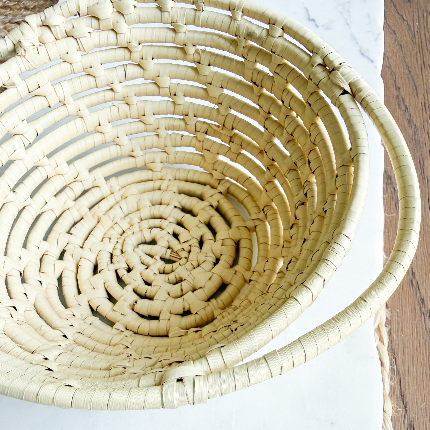 Rosemary Vintage Hand Woven Palm Handle Basket