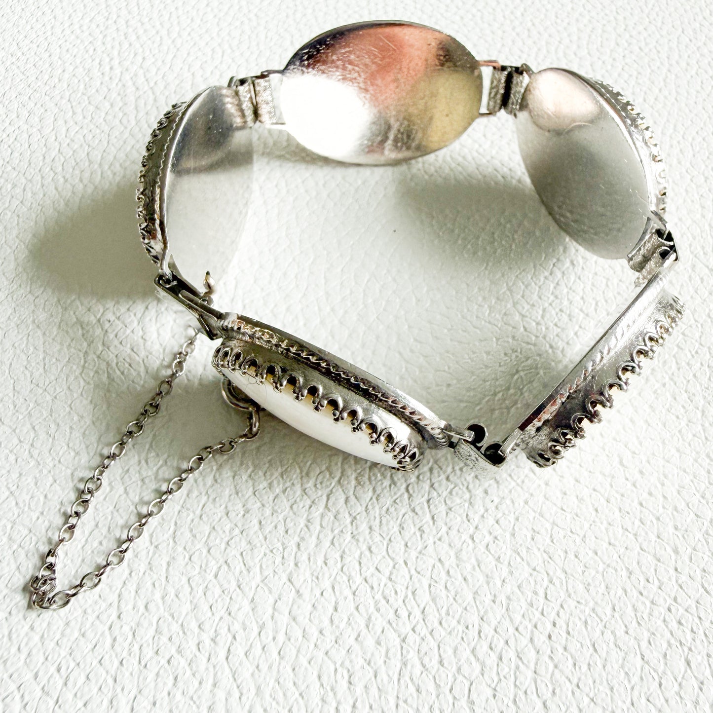 Seagull Whiting & Davis Co. Vintage Mother of Pearl Sterling Silver 925 Bracelet