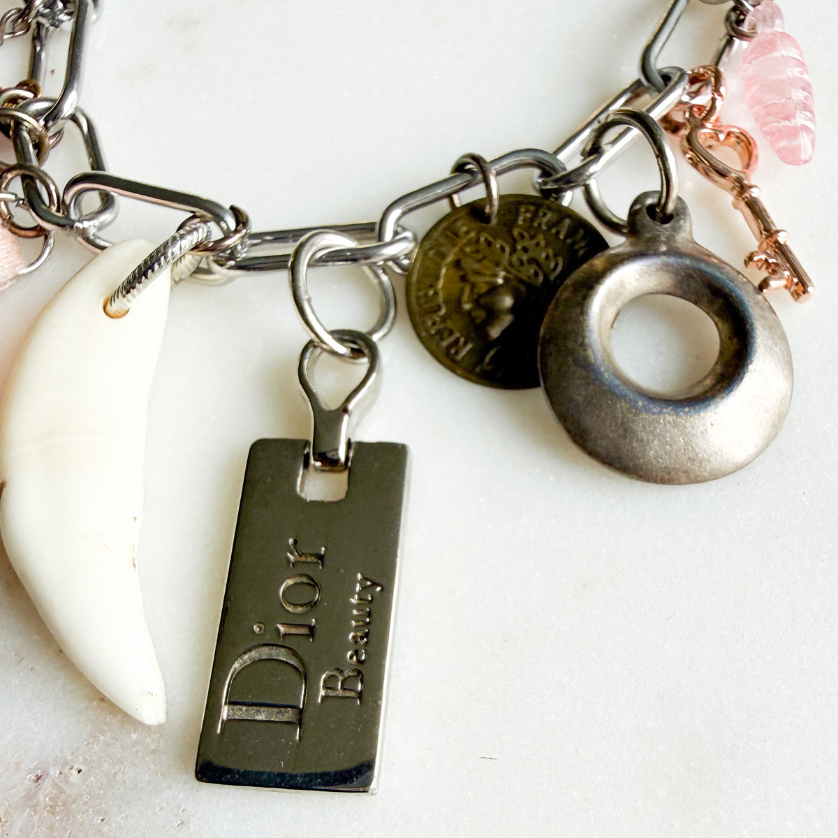 Panama Swarovski Hot Pink Crystal Archive Vintage Dior Beauty Charm Bracelet - BelleStye