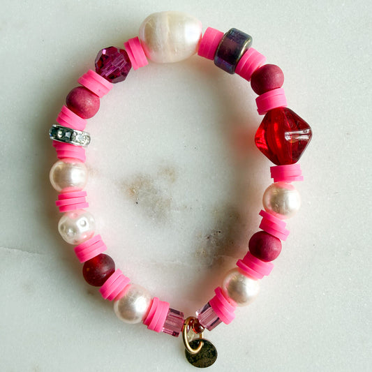 Strawberry Girl’s Freshwater Pearl Semi-Precious Stone Bracelet - BelleStyle