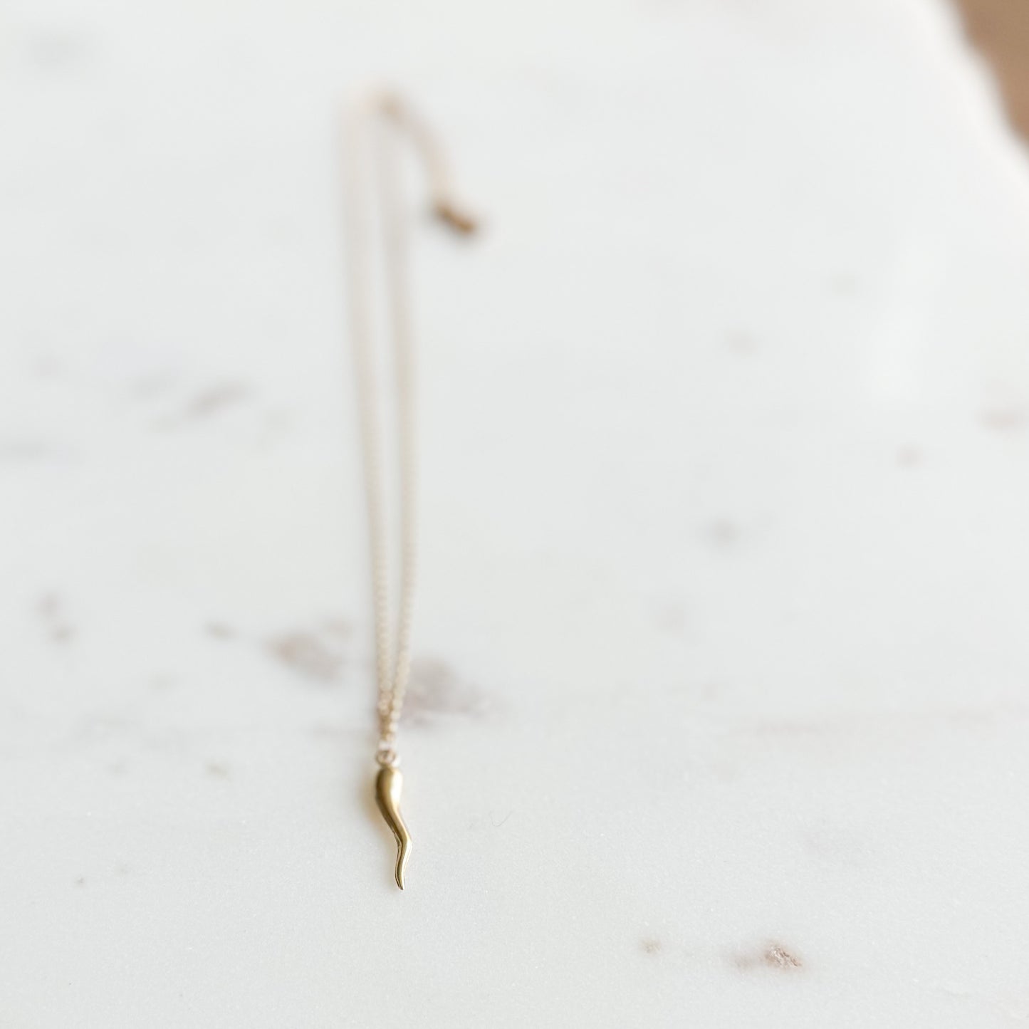 Sarno Gold 14KT Italian Horn Charm Rolo 20” Necklace