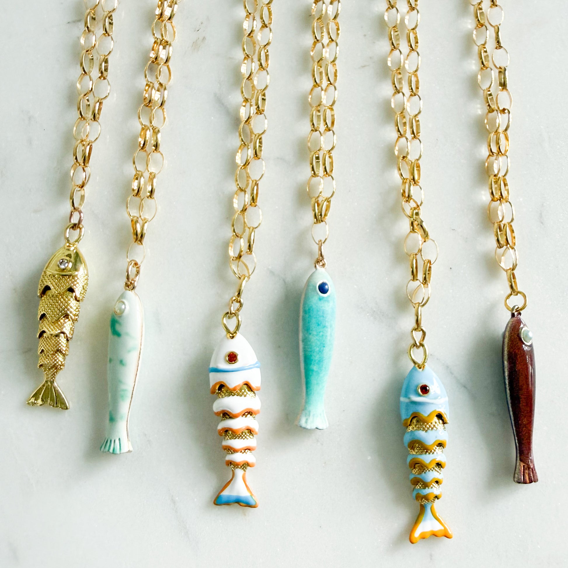 Alessandra Fish Charm 14KTGF Oval Chain Necklace