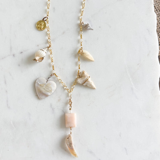 Olivia Mother of Pearl Shell Vintage Arrowhead Charm 14KTGF Necklace