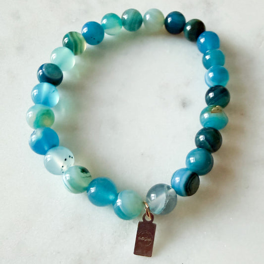 Georgia Men’s Unisex Bright Blue Chalcedony 6mm Bracelet