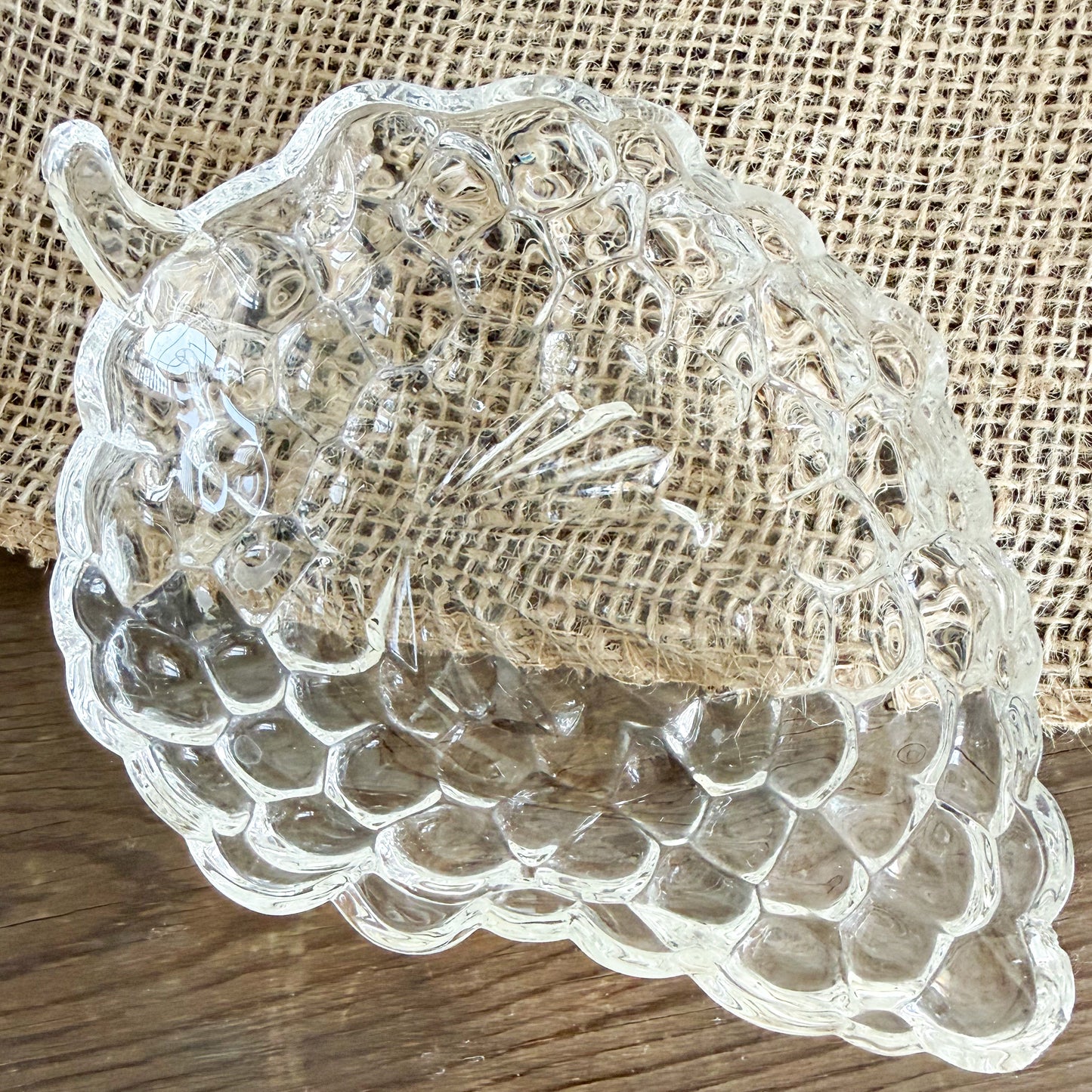 Vintage Raspberry Crystal Jewelry Dish