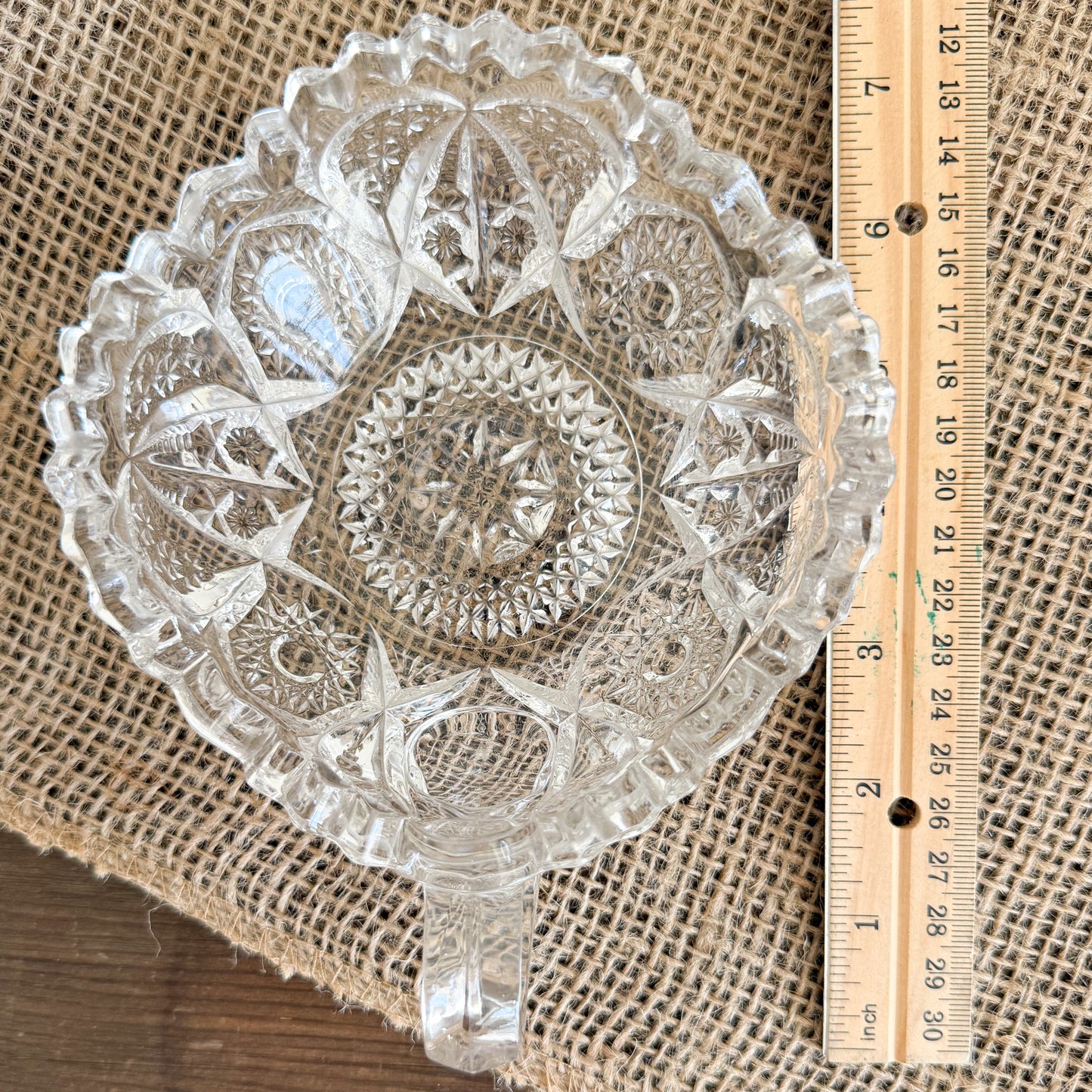 Heart Vintage Crystal Glass Jewelry Bowl With Handle