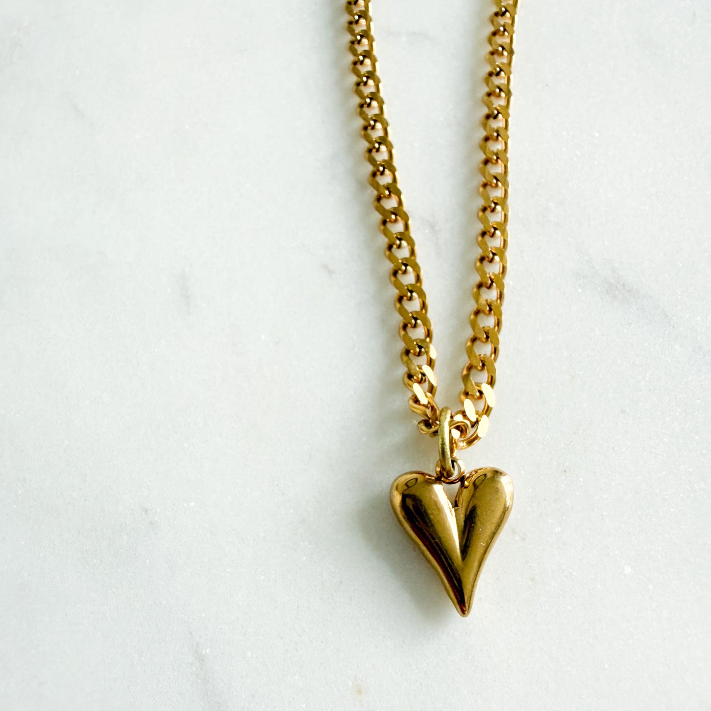 Fara Heart Charm Curb Chain Necklace
