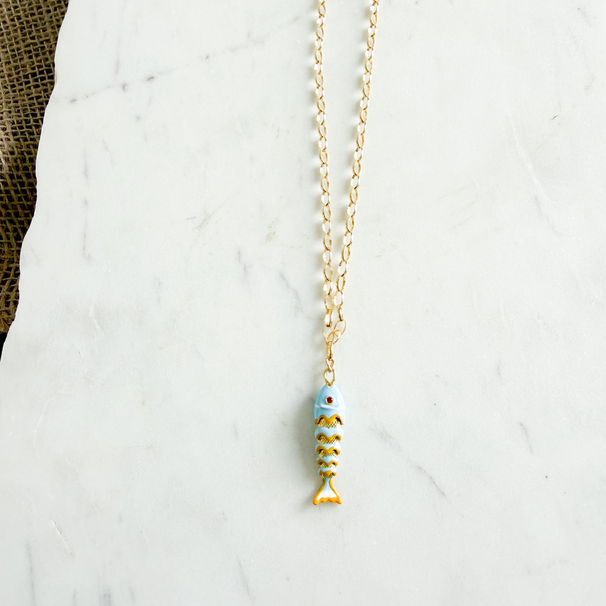 Catarina Fish 14KTGF Oval chain Necklace - BelleStyle