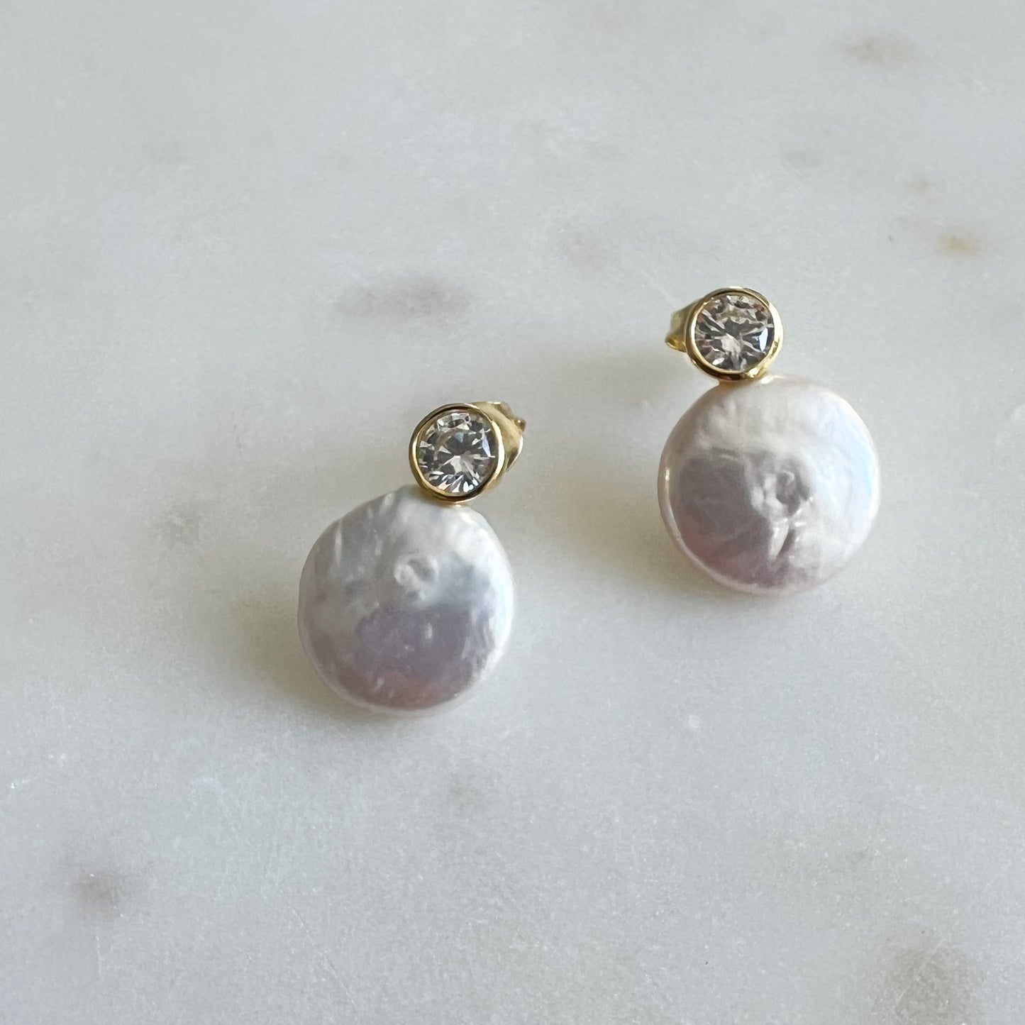 Oxford freshwater Pearl 925 Post Crystal Earrings