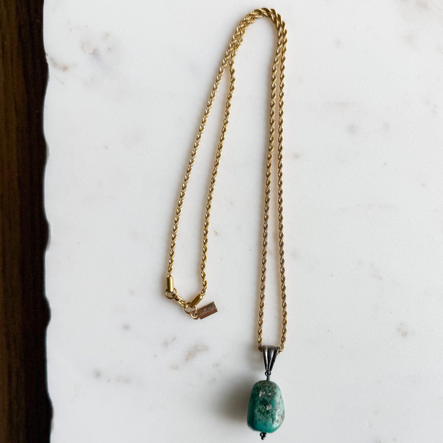 Sawgrass Vintage Turquoise Charm Gold Twist Rope Necklace
