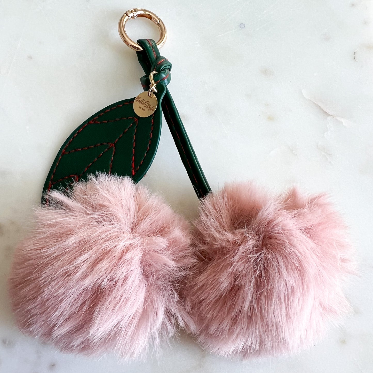 Fuzzy Cherry Faux Fur Keychain